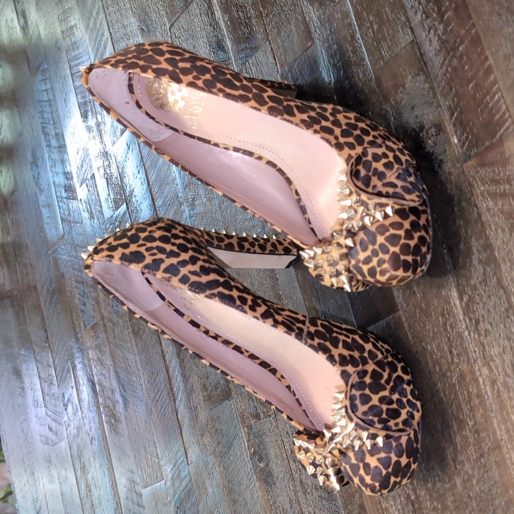 Vince Camuto Brown Leopard Print Heels with Spikes - Picture 2 of 11